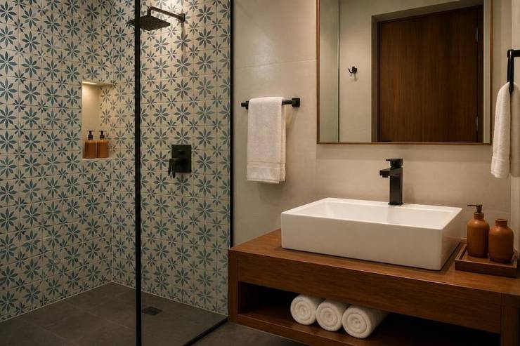 Después · Baño con obra de instalación
